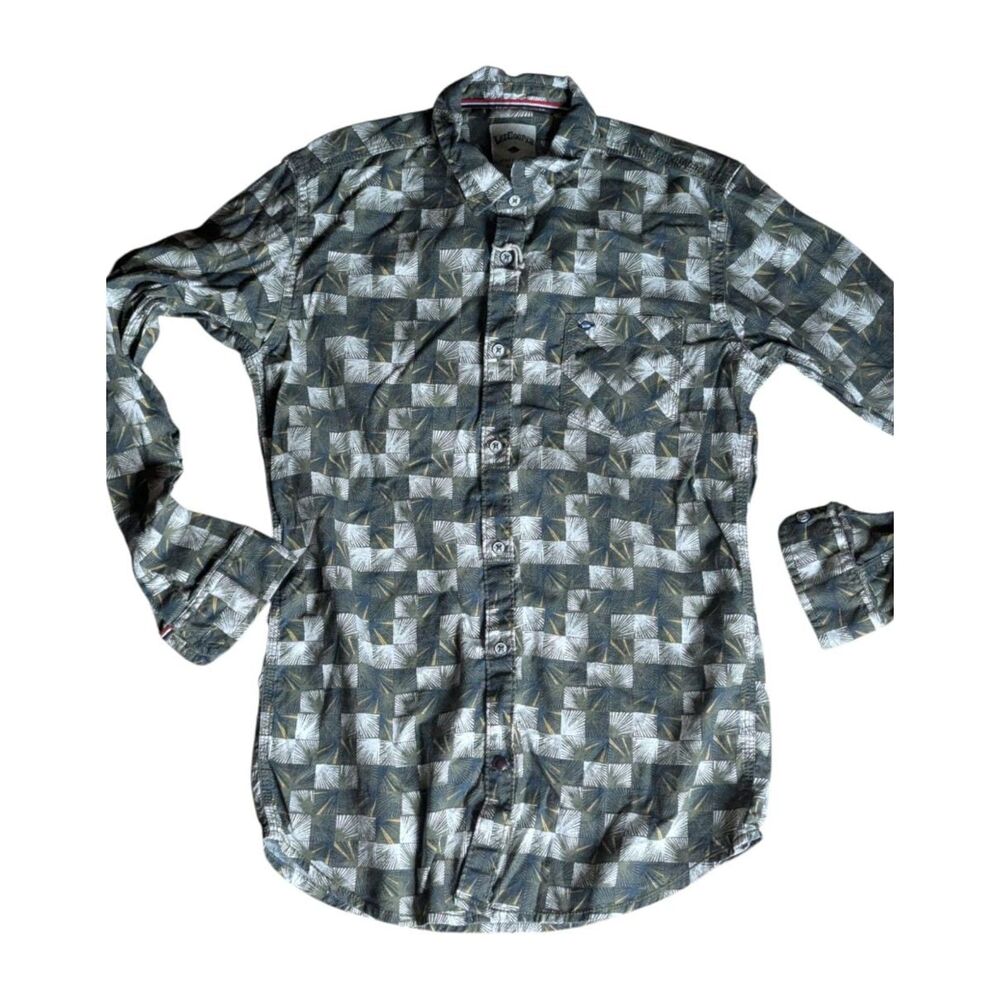 Lee Cooper Boys 11-12 YRS Abstract Palm Print Button Down Shirt - 100% Cotton